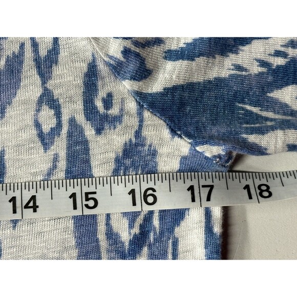 Chico Ikat Linen Split-Neck Top 100% Linen Size 0 / Small BG2263 - Picture 8 of 12
